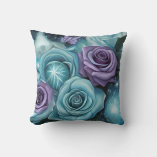 Teal & Purple Roses Cushion