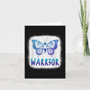 Teal Purple Semicolon Butterfly Suicide Prevention Card
