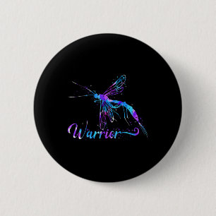 Teal Purple Semicolon Dragonfly Suicide Prevention 6 Cm Round Badge
