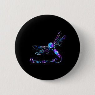 Teal Purple Semicolon Dragonfly Suicide Prevention 6 Cm Round Badge