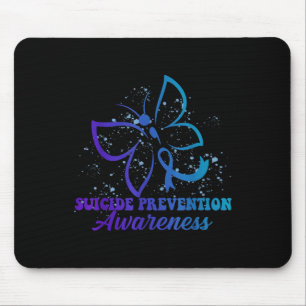 Teal Purple Semicolon Dragonfly Suicide Prevention Mouse Mat
