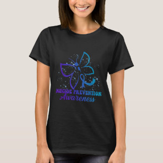 Teal Purple Semicolon Dragonfly Suicide Prevention T-Shirt