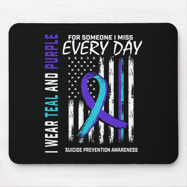 Teal Purple Someone I Miss Suicide Awareness Ameri Mouse Mat (Front)
