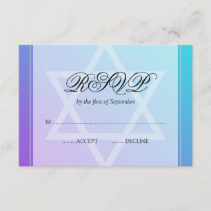 Teal Purple Star of David Bat Mitzvah RSVP Card