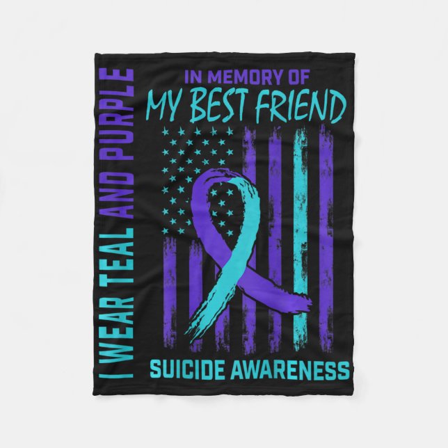 Teal Purple Suicide Awareness Flag Best Friend Ck  Fleece Blanket (Front)
