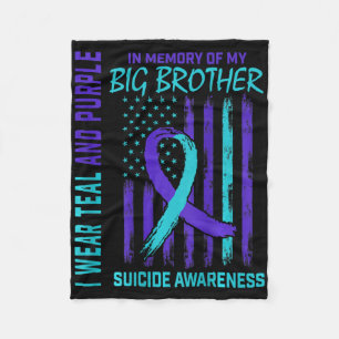 Teal Purple Suicide Awareness Flag Big Brother Ck  Fleece Blanket