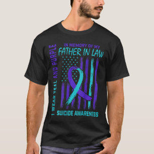 Teal Purple Suicide Awareness Flag Father In Law C T-Shirt