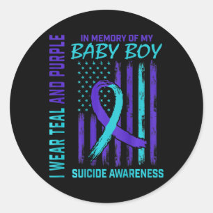 Teal Purple Suicide Awareness Flag Son  Classic Round Sticker