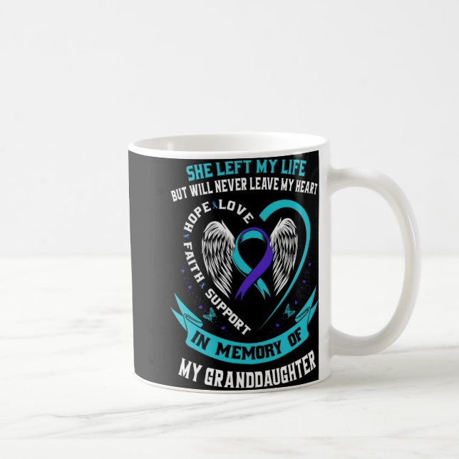 Teal Purple Suicide Awareness Granddaughter Memori Coffee Mug (Right)