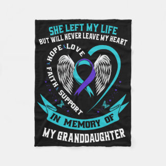 Teal Purple Suicide Awareness Granddaughter Memori Fleece Blanket