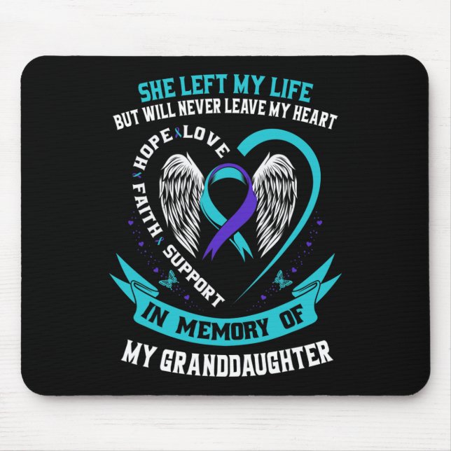 Teal Purple Suicide Awareness Granddaughter Memori Mouse Mat (Front)