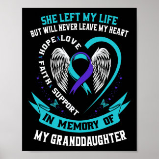 Teal Purple Suicide Awareness Granddaughter Memori Poster