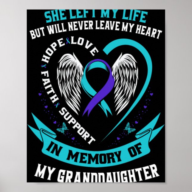 Teal Purple Suicide Awareness Granddaughter Memori Poster (Front)