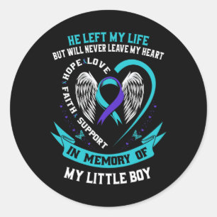 Teal Purple Suicide Awareness Little Boy Loss Of S Classic Round Sticker