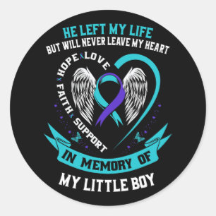 Teal Purple Suicide Awareness Little Boy Loss Of S Classic Round Sticker