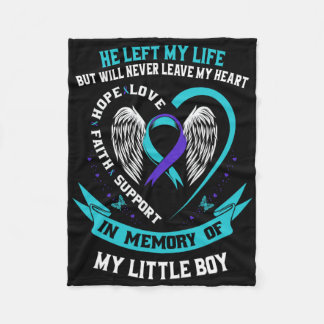 Teal Purple Suicide Awareness Little Boy Loss Of S Fleece Blanket