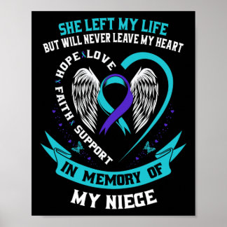 Teal Purple Suicide Awareness Ribbon Niece Memoria Poster