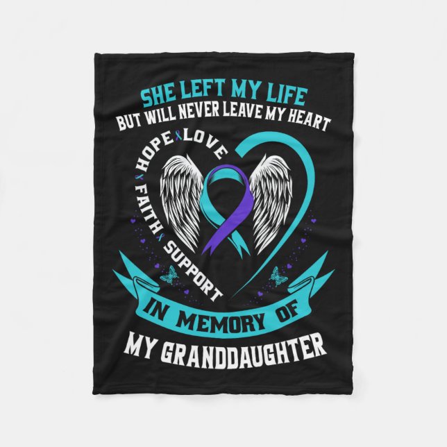 Teal Purple Suicide Awareness Shirt Granddaughter  Fleece Blanket (Front)