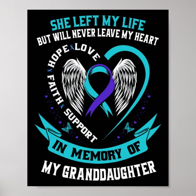 Teal Purple Suicide Awareness Shirt Granddaughter  Poster (Front)