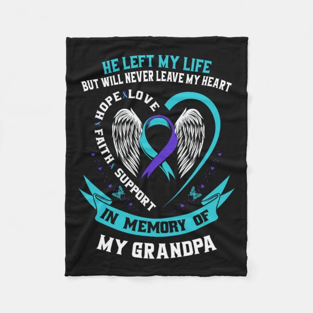 Teal Purple Suicide Awareness Shirt Grandpa Preven Fleece Blanket (Front)