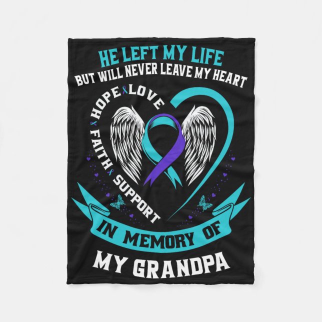 Teal Purple Suicide Awareness Shirt Grandpa Preven Fleece Blanket (Front)
