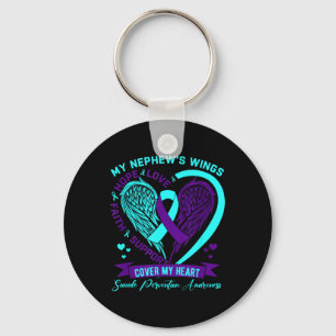 Teal Purple Suicide Prevention Awareness Nephew He Key Ring