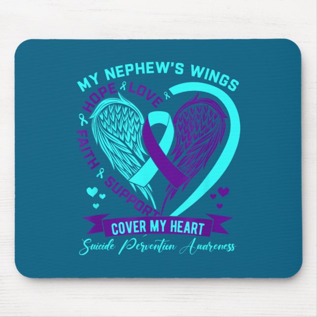 Teal Purple Suicide Prevention Awareness Nephew He Mouse Mat (Front)