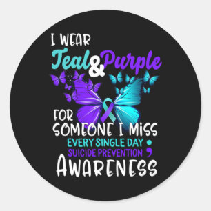 Teal Purple Suicide Prevention Awareness Someone I Classic Round Sticker