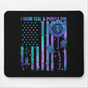 Teal Purple Us Usa Flag Suicide Prevention Awarene Mouse Mat