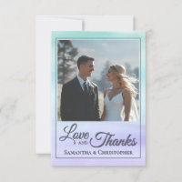Teal Purple Watercolor Wash Simple Wedding Photo