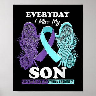 Teal Purple Wing Miss Love Son Suicide Prevention  Poster