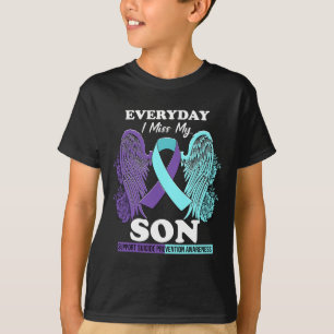 Teal Purple Wing Miss Love Son Suicide Prevention  T-Shirt