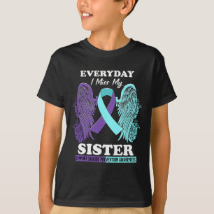 Teal Purple Wing Miss Sister Suicide Prevention Aw T-Shirt