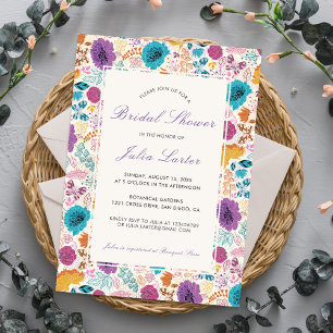 Teal Purple Yellow Spring Meadow Bridal Shower Invitation