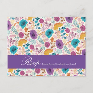 Teal Purple Yellow Spring Meadow Flowers Postcard