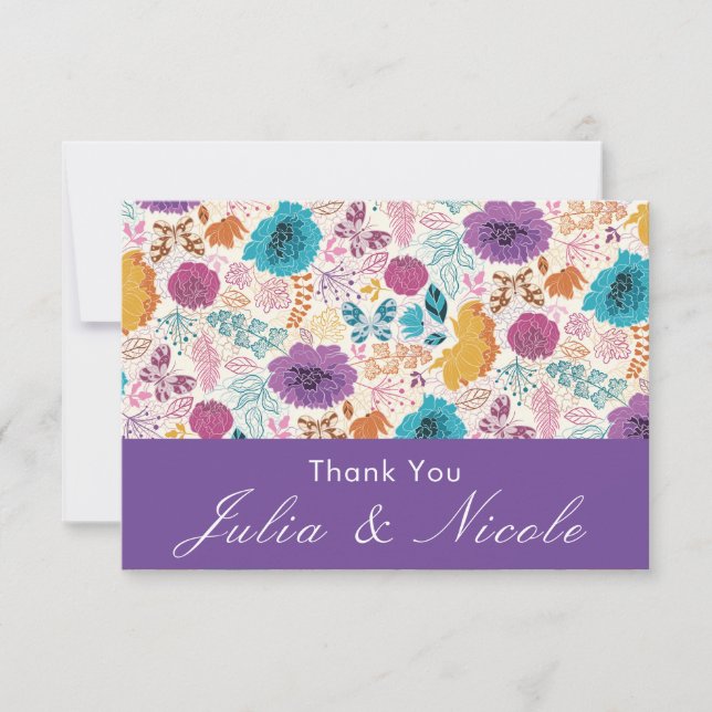 Teal Purple Yellow Spring Meadow Flowers Wedding (Front)