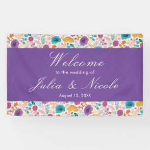 Teal Purple Yellow Spring Meadow Flowers Wedding Banner