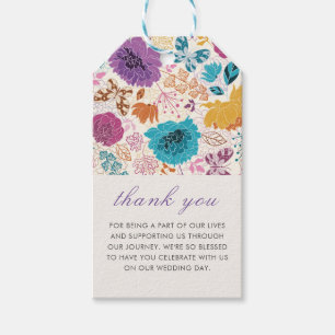 Teal Purple Yellow Spring Meadow Flowers Wedding Gift Tags