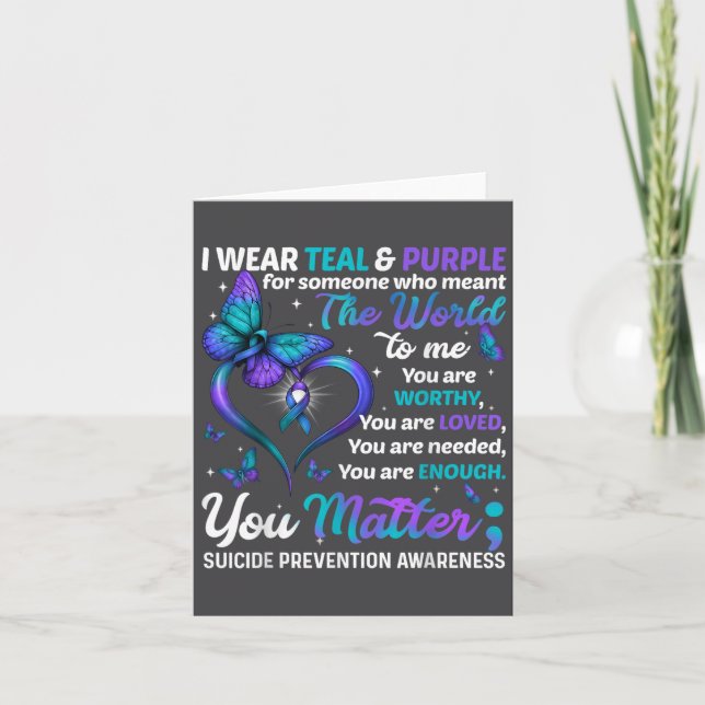 Teal Purple You Suicide Prevention Awareness Month Card (Front)