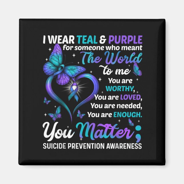 Teal Purple You Suicide Prevention Awareness Month Magnet (Front)