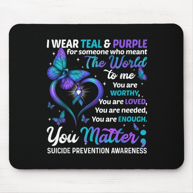 Teal Purple You Suicide Prevention Awareness Month Mouse Mat (Front)