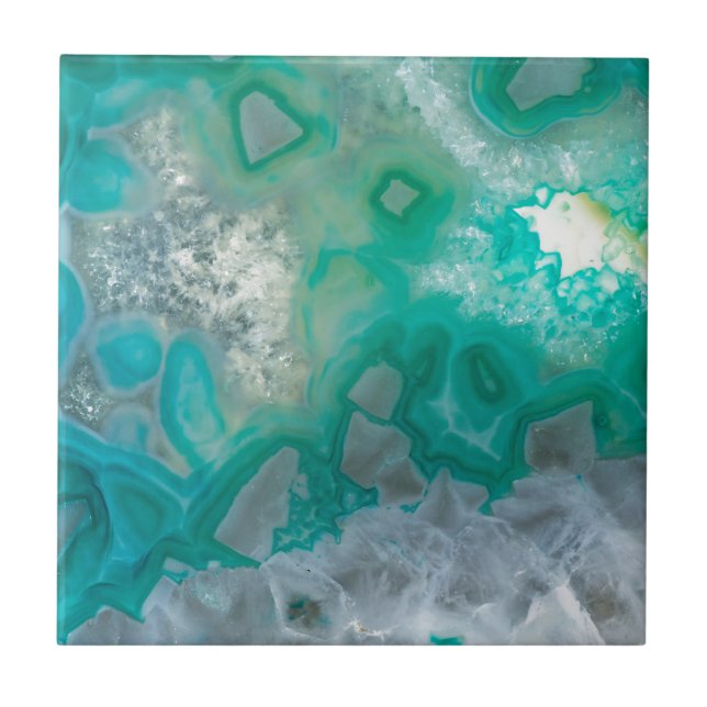 Teal Quartz Geode Tile (Front)