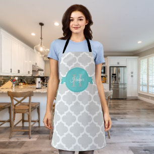 Teal Quatrefoil Personalised Apron