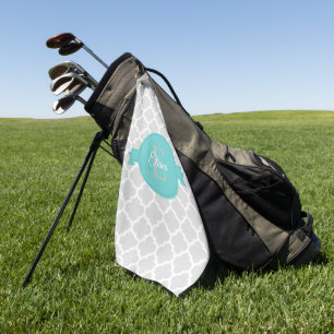 Teal Quatrefoil Personalised Golf Towel