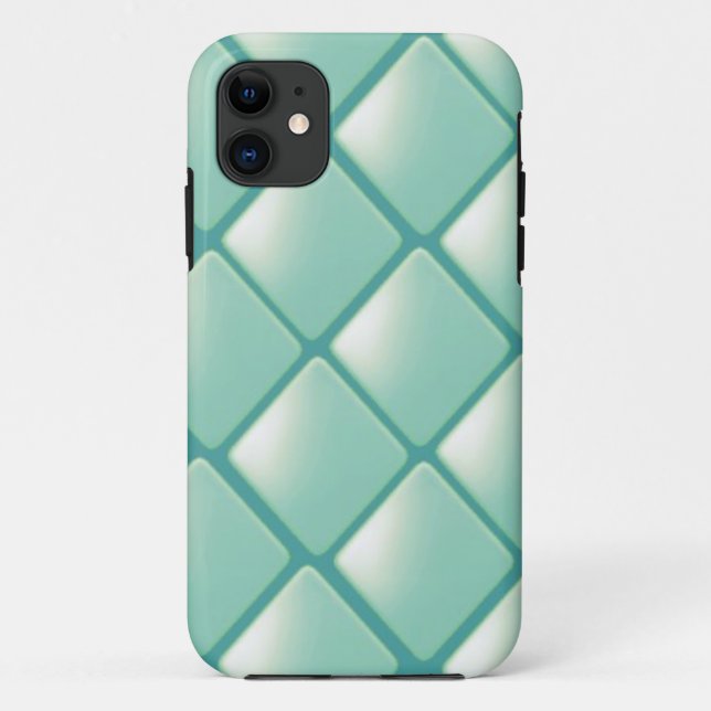 Teal Quilted Diamond Pattern Case-Mate iPhone Case (Back)