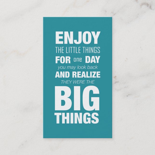 Teal quote inspirational Custom Business Card (Front)