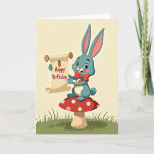 Teal Rabbit Birthday Card