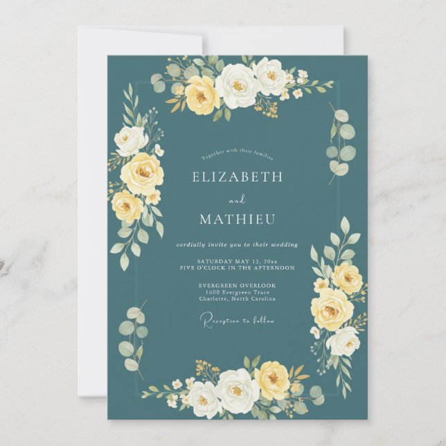 Teal Radiant Nature Wedding Invitation (Front)