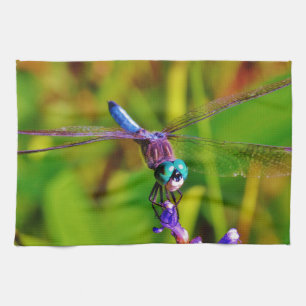Teal Rainbow Dragonfly Tea Towel