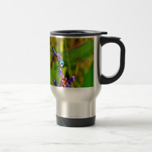 Teal Rainbow Dragonfly Travel Mug